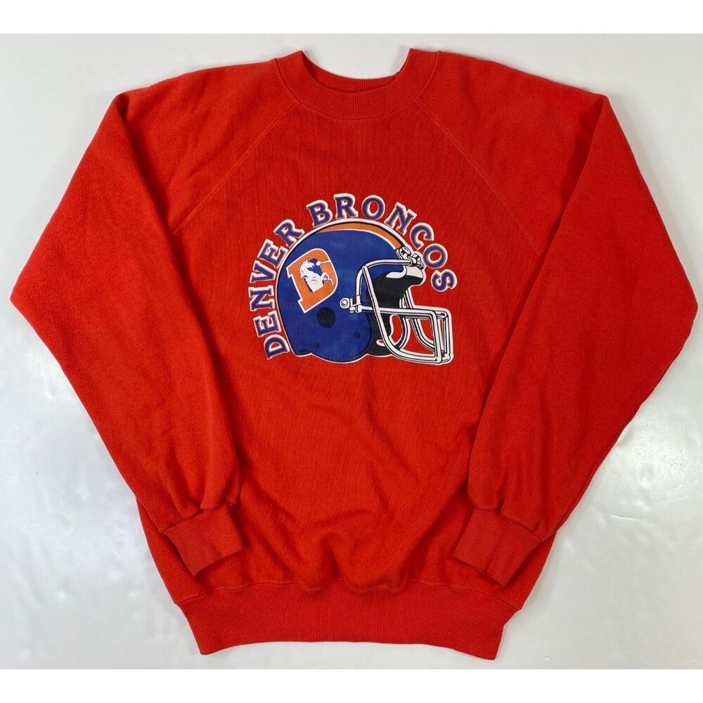 Hanes Unisex Red Denver Broncos Crewneck Long Sleeve Sweatshirt Size Medium